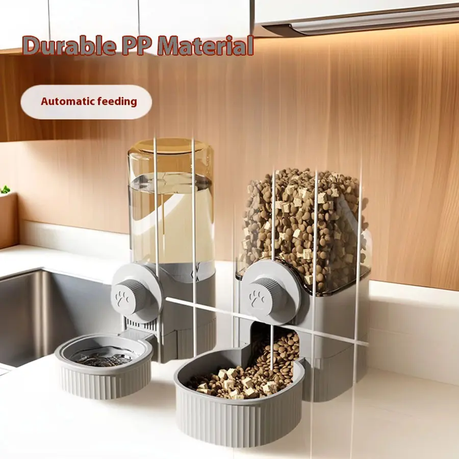 Hangable Automatic Pet Feeder with Large Capacity Food and Water Dispenser for Cats Dogs and Rabbits Ideal Pet Feeding Solution Durable PP Material Station