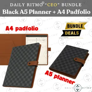 DAILY RITMO “CEO” Bundle – Black Checkered A5 Planner & Black A4 Padfolio Combo DAILY RITMO “CEO” Bundle – Black Checkered A5 Planner & Black A4 Padfolio Combo