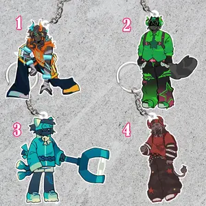 Phighting acrylic keychains:  Vine Staff/ Shuriken/ Slingshot/ Skateboard, Phighting charms, Phighting fanmerch collections