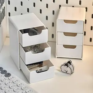 3-Grid/6-Grid Storage Box Organizer, Multi Grids Organizer, Dustproof Stackable Desktop Container with Drawers, Large Capacity Cosmetic Organizer Rack, Multilayer Storage, Durable Storage Organizer