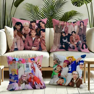 Kpop N-NCT Boy band Cushion Cover Plush Reversible Pillow Cover: Perfect for Car Rides, Sofa Lounging, Bedroom Relaxation & More A Thoughtful Gift for Loved Ones!
