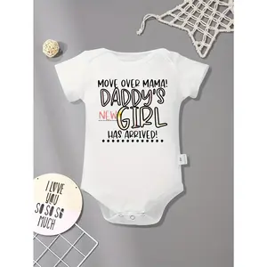 100% Cotton Baby Onesie Fun Cute Letter Print Soft Comfortable Round Neck Short Sleeve Romper for Infants Toddlers All Season Outdoor Wear