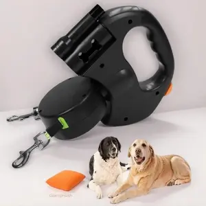 Dual Dog Leash with 360° Swivel Head, 10ft Retractable Tangle-Free Walking Lead for 2 Small Medium Dogs, Lightweight Anti-Slip Handle, Stainless Steel Cat Ear Pet Bowl, Durable Daily Puppy Accessories Set