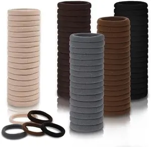 100 Pcs Thick Seamless Brown Hair Ties, Ponytail Holders Hair Accessories No Damage for Thick Hair (Natural Colors)
