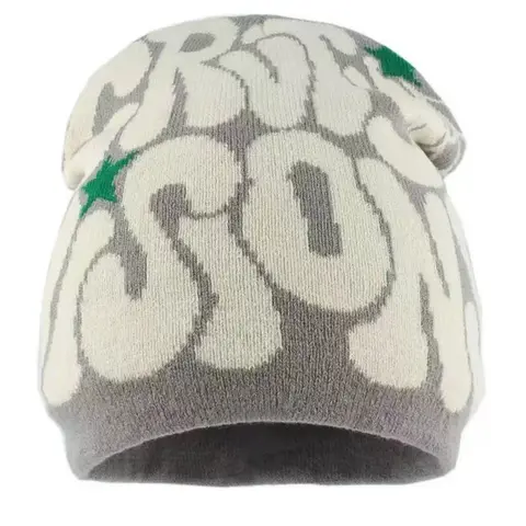 Unisex Harajuku Style, Knitted Slouchy Cap, Graphic Stylish Hat, Stylish Hat, Warm & Fashionable Chic Headwear for Fall Winter Seasons, Trendy Comfortable Accessory
