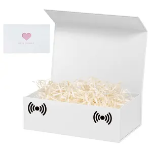White Gift Box with Lids,10.7'x7'x2.8' Large Gifts Box with Magnetic Lids Gift Boxes for Mom Gifts Contains Card, Filler Mother's Day Romantic Gift Box