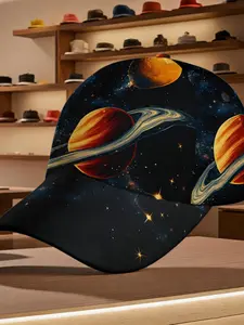Cool Galaxy Saturn Print Street Hat, Fashionable Casual Cap for Outdoor Activities, Perfect for Relaxed