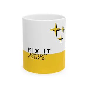 Fix It Jesus Ceramic Mug - 11oz & 15oz | Inspirational Coffee Cup for Daily Motivation Drinkware Glossy