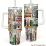 Stained-Glass Book Design 40oz Tumbler,Flat 2D Printed Floral Bookshelf Tumbler, Book Lover Gift, Bookish Cup, Library Cup, Tea Cup, Coffee Mug, Gift for Friends, Kitchen Drinkware, Dealsforyou, Summerwins