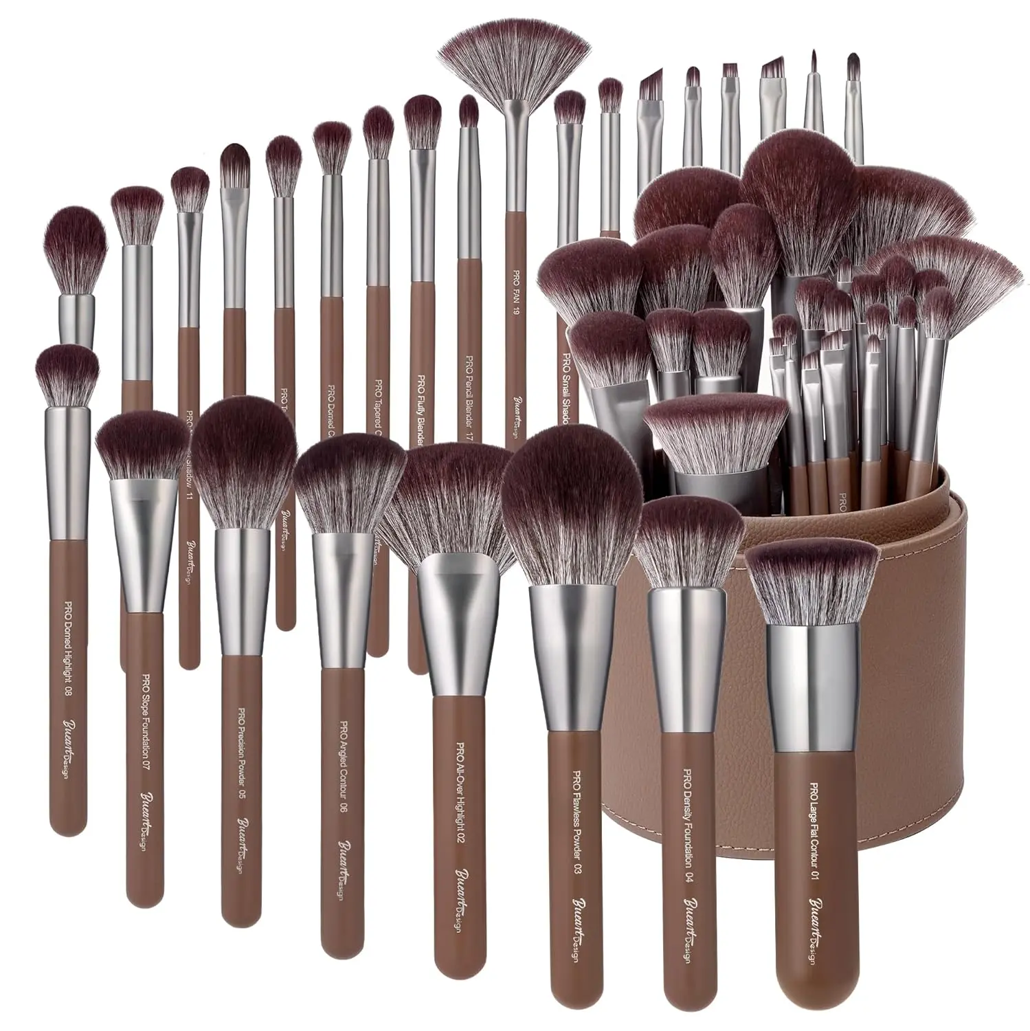 Bueart Design 26Pcs Chocolate Makeup Brushes Set(with Extra Large Holder) | Ultra Soft Dense Hair Make up Brushes Set for Foundation Face Blending Powder Highlight Concealer Eyeshadow brush