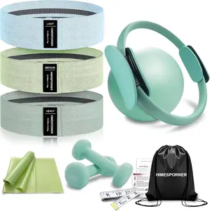 HIMESPORNER Pilates Equipment Kit for Women – Home Workout Set with Pilates Ring, Ball, Dumbbells & Resistance Bands