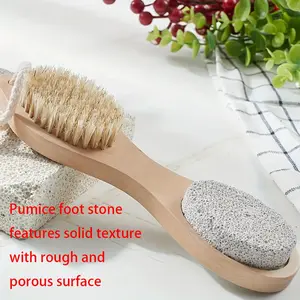 Wooden Multi-Functional Foot Care Brush, Bristle Exfoliating Foot Stone, Smooth Pedicure Wand, Home Bath Cleaning Brush with Rope, Ideal for Daily Use, Foot Scrubber, Foot Callus Remover