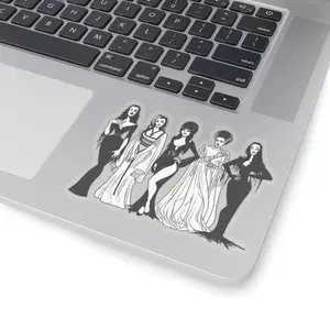 Goth Squad Kiss-Cut Sticker | Ghoul Gang | Halloween Movie Queens | Squad Goals | Vampira Lily Munster Elvira Morticia | Laptop Sticker