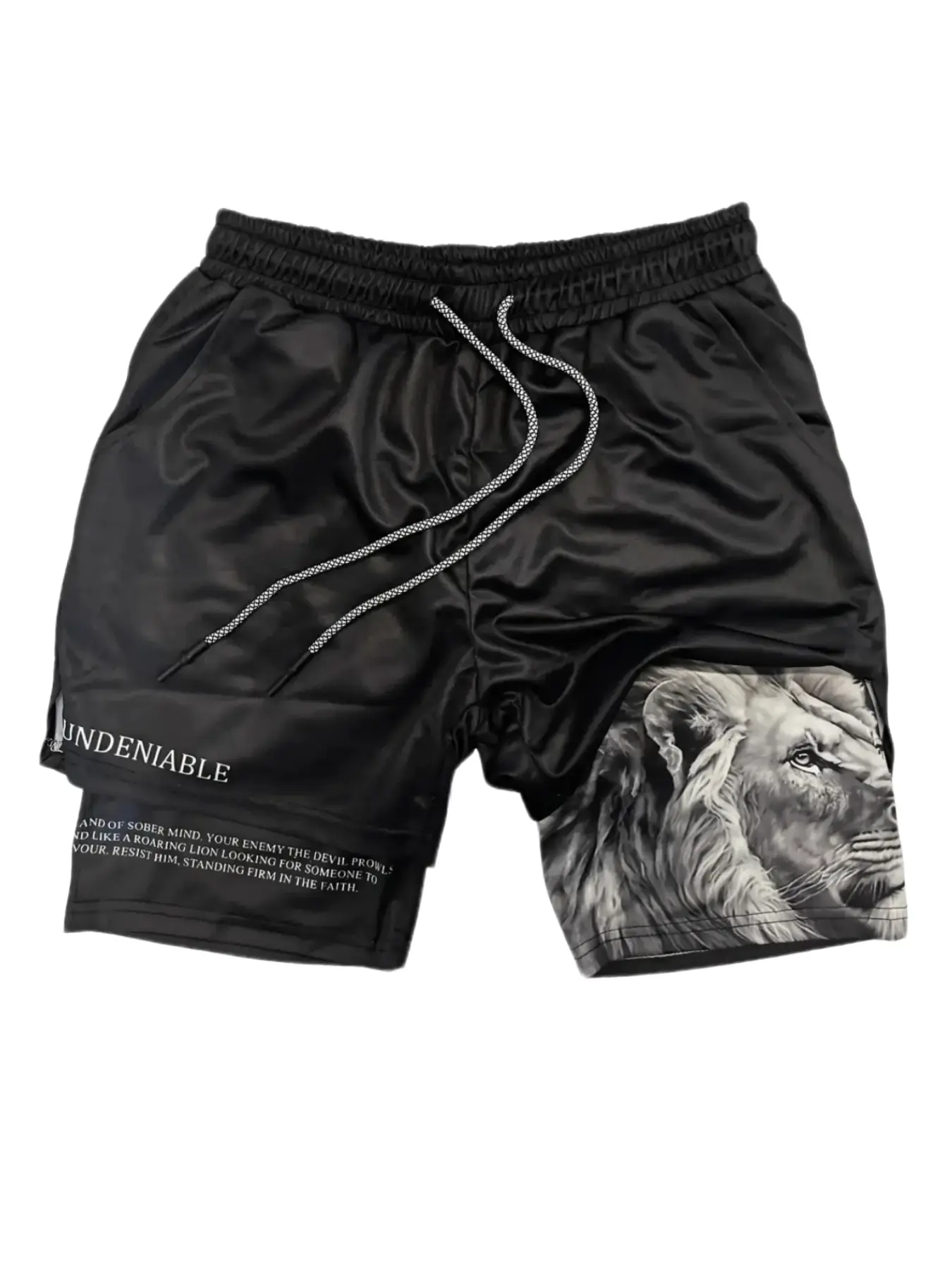 Lion Fashion Performance Shorts Summer Double Layer Beach Pants Fitness Training Pant Sports