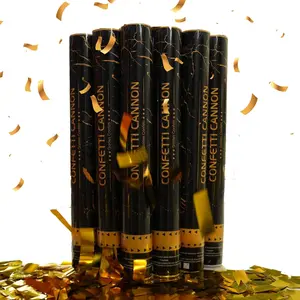 16 Inch [6 Pack] Golden Confetti Cannon Party Poppers Party Supplies, Air Powered |   Launches 20-25ft |   Celebrations,Graduation ceremony,Birthdays,New Years Eve,Christmas and Weddings (golden)