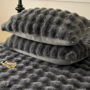 Rabbit Plush Pillowcase 48x74cm 2 Pcs Soft Warm Fluffy Long Hair Pillow Cover Decorative Pillow Sham for Beds