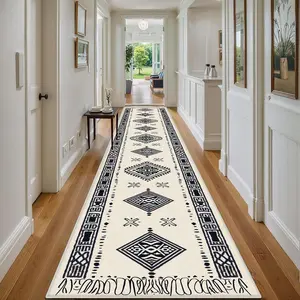 Moroccan Style Geometric Pattern Kitchen Runner, 1 Count Non-slip Floor Mat, Decorative Carpet for Home Living Room Bedroom Kitchen