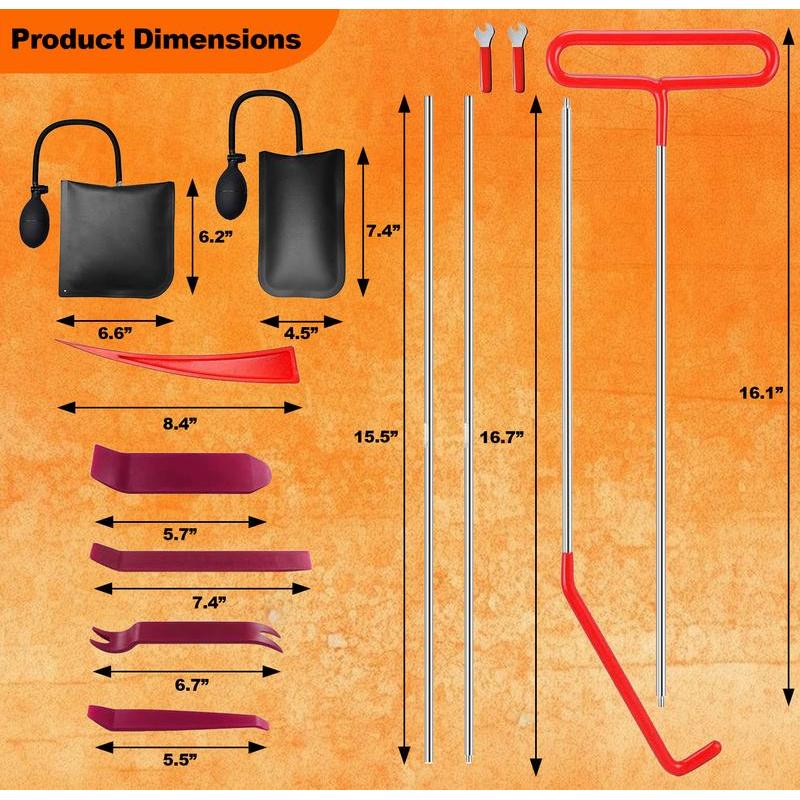 Car Unlock tool set, Car Repair Tool Kit Portable Automotive Tool Set 14 PCS with Carrying Bag for Cars & Trucks Universal Car emergency tool Vehicle