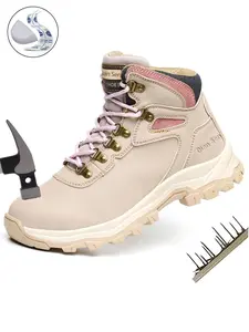 Steel Toe Work Shoes for Women Closed Lightweight Breathable Comfortable Anti-smash Anti-Punctur Anti-slip Waterproof Industrial & Construction Work Safety Sneaker Durable Steel Toe