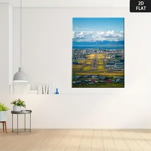 2D Flat, 1pc Iceland Reykjavik City & Airport Map Wall Art - Vintage Aviation Poster - Icelandic Landscape Canvas Print - Reykjavik Airport - Modern Icelandic Capital - Home/Office/Classroom Decor - Aviation Enthusiast Gift - Travel-Themed Decoration	