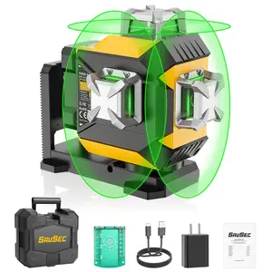 SauSec 12 Lines Laser Level 703CG-S with Green Beam Display Includes Charger Cable and Case Precision Measuring Tool
