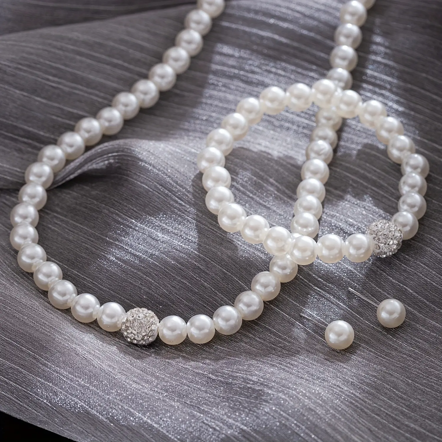 Women Jewelry Set - Elegant Imitation Pearl Necklace, Bracelet, and Earrings Set , Vintage Sparkling Rhinestones Adjustable Necklace Wedding Engagement Anniversary Jewelry Gift Set