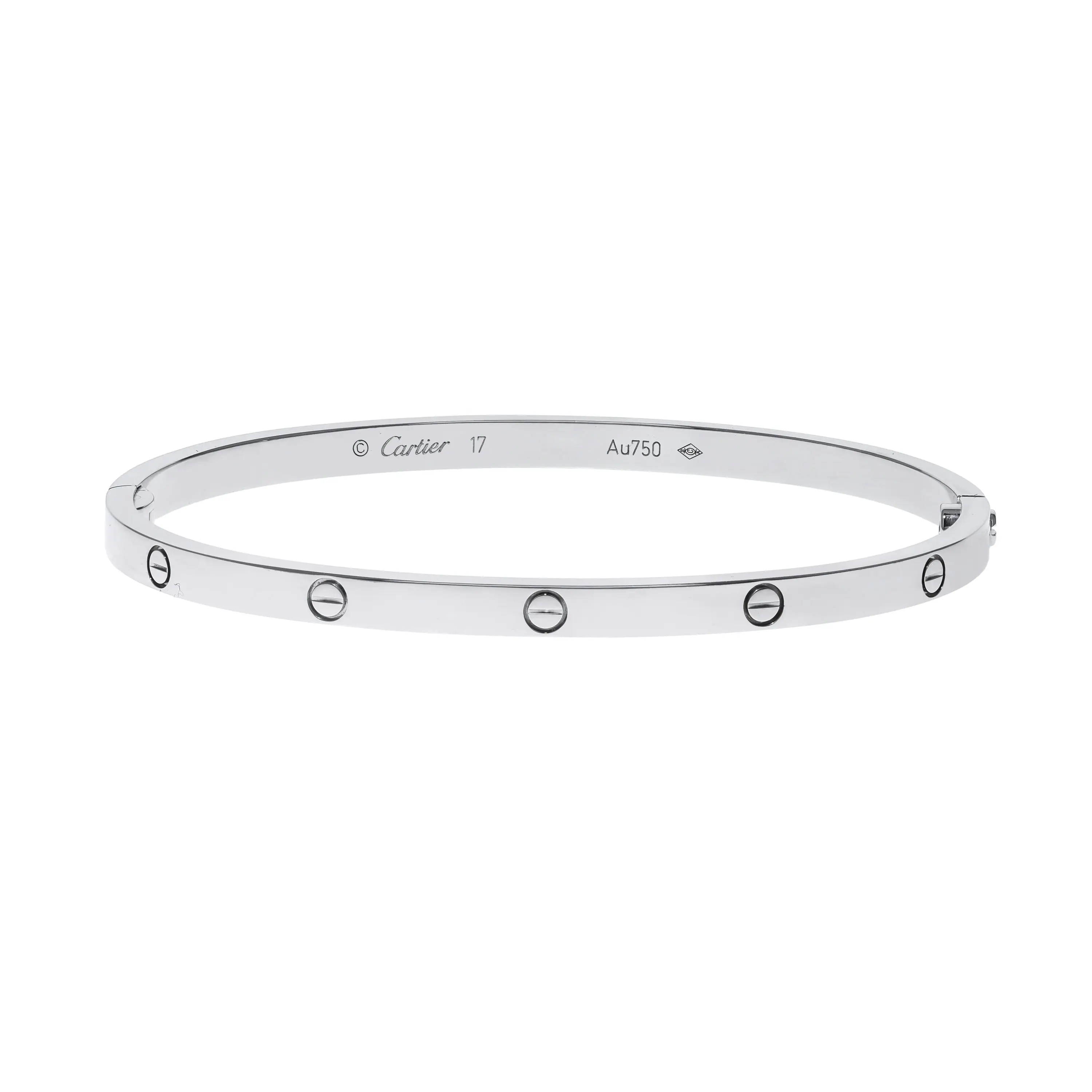 Pre-owned Cartier Love Small Model Bangle Bracelet Size 17