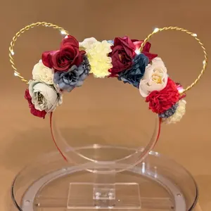 Handcrafted Light-up Mouse Ears - Patriotic - Red White and Blue