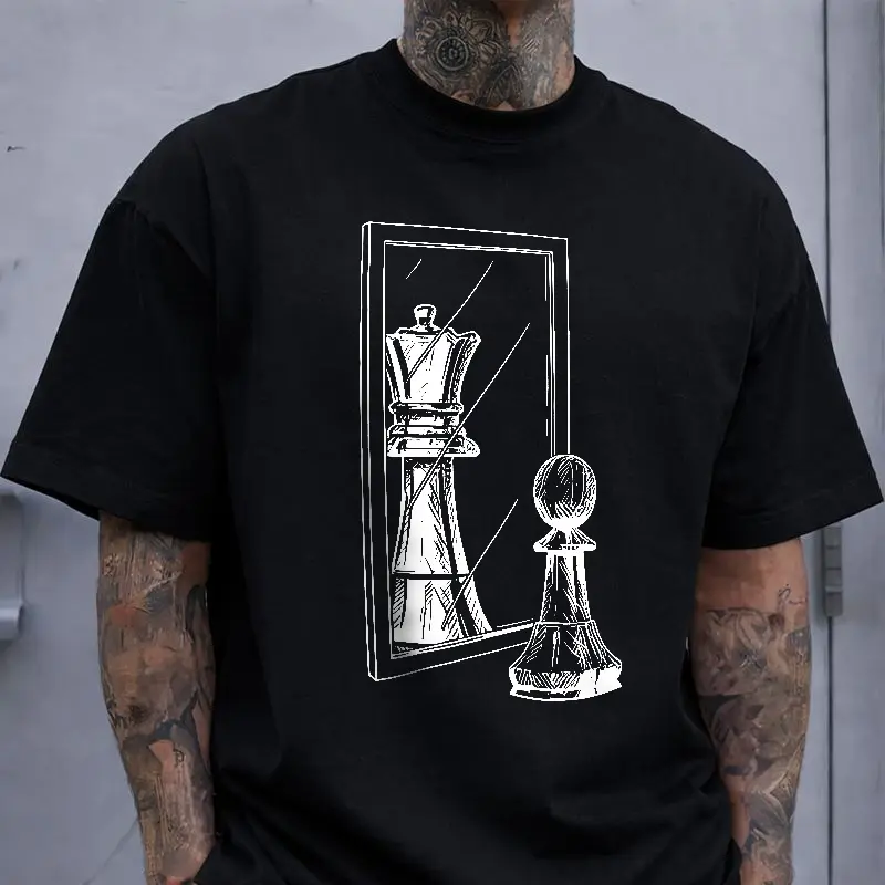 Chess Pawn Mirror King Motivational T-Shirt, Chess Enthusiast Casual Top