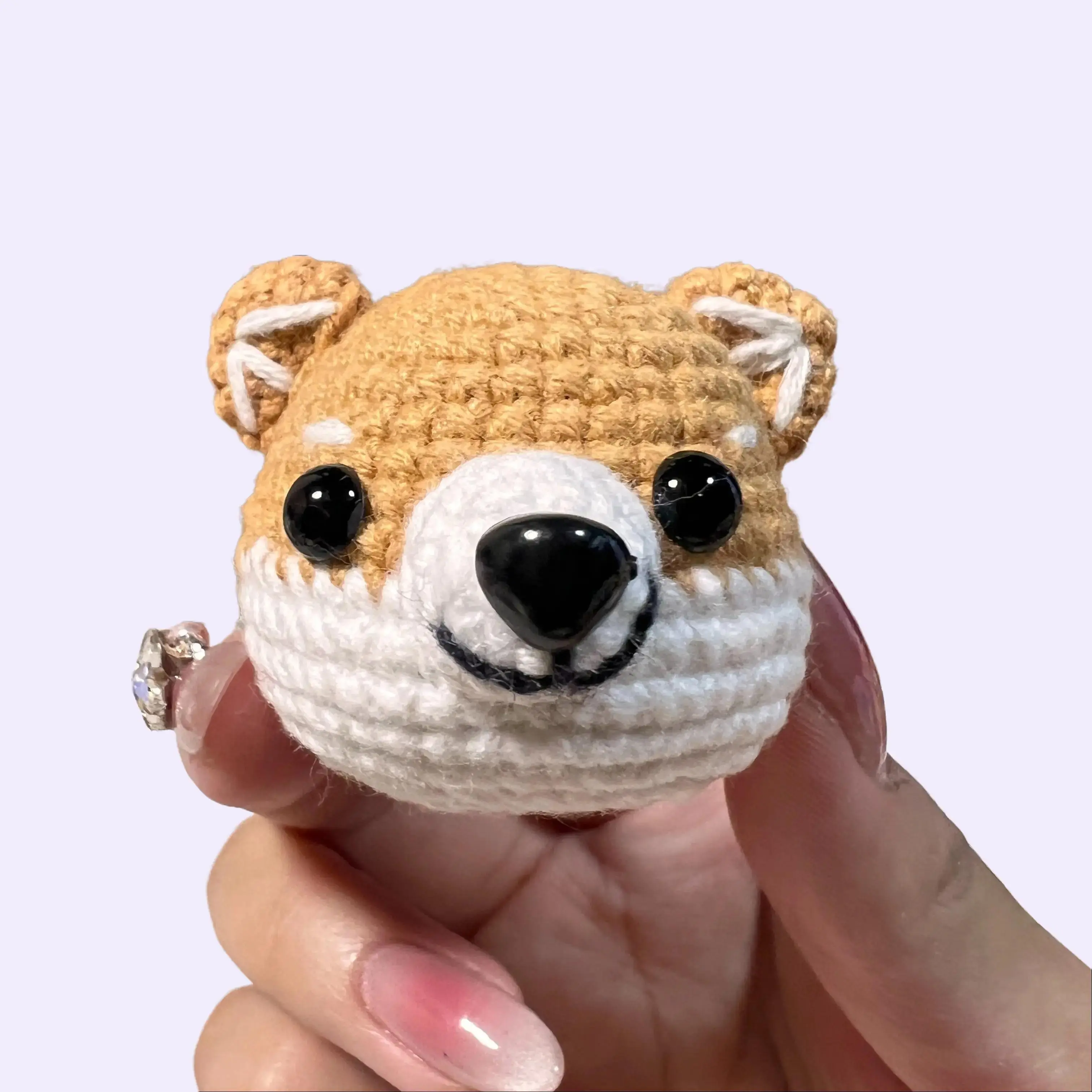 Handmade Amigurumi Crochet Cute Corgi Head Plushie