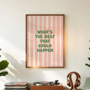 Dopamine Decor What's the Best That Could Happen Motivational Quote Wall Art for Dorm or Y2K Room, Positive Office Poster