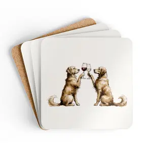 Happy Hour Golden Retriever Coaster Set