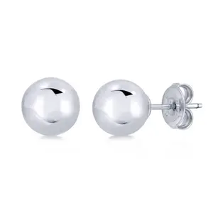 BERRICLE Sterling Silver Ball Bead Stud Earrings for Women Men Unisex