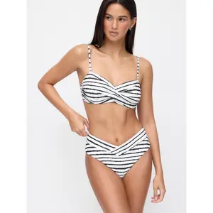Cider High Stretch Striped Sweetheart Bandeau & Cheeky Bikini Set Cider High Stretch Striped Sweetheart Bandeau & Cheeky Bikini Set