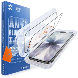 【Quick Paste Easy Install】 SmartDevil (2 Pack) Screen Protector for iPhone 17 Series—Blue Light Filter—9H Tempered Glass, Shatterproof, Anti-Fingerprint, Case Friendly