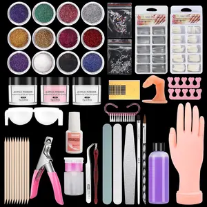 Practice Hand for Acrylic Nails, Training Hand for Nail Practice, Liquid Set, Nail Kit Set Professional Acrylic with Manicures Clear