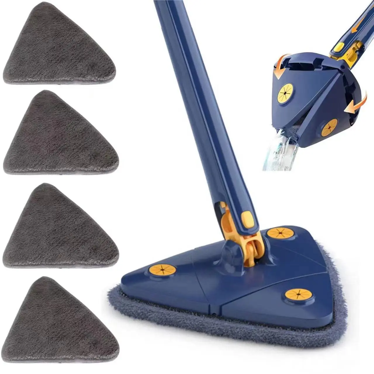 360° Rotatable Triangle Mop - Lazy Automatic Water-Wring Style, Extendable Long Handle, Multifunctional Wet & Dry Cleaner for Floor, Window & Ceiling