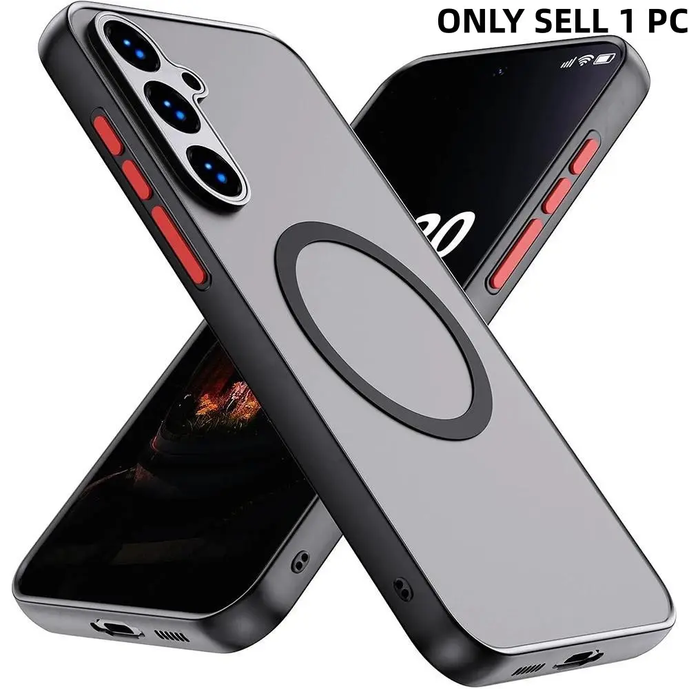 Magnetic Shockproof Durable Smartphone Case Mobile Phone Casing Cellphone Protection for Samsung Galaxy S6 Ultra S25 Edge S25 FE S25 Plus S25 Ultra S24 FE S24 Plus S24 Ultra A26/A17 A36 A56 Matte Hard Cover, Protective Phone Cover