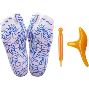 White Acupressure Foot Massage Socks Set with Tool – Targeted Foot Relief for Home Relaxation