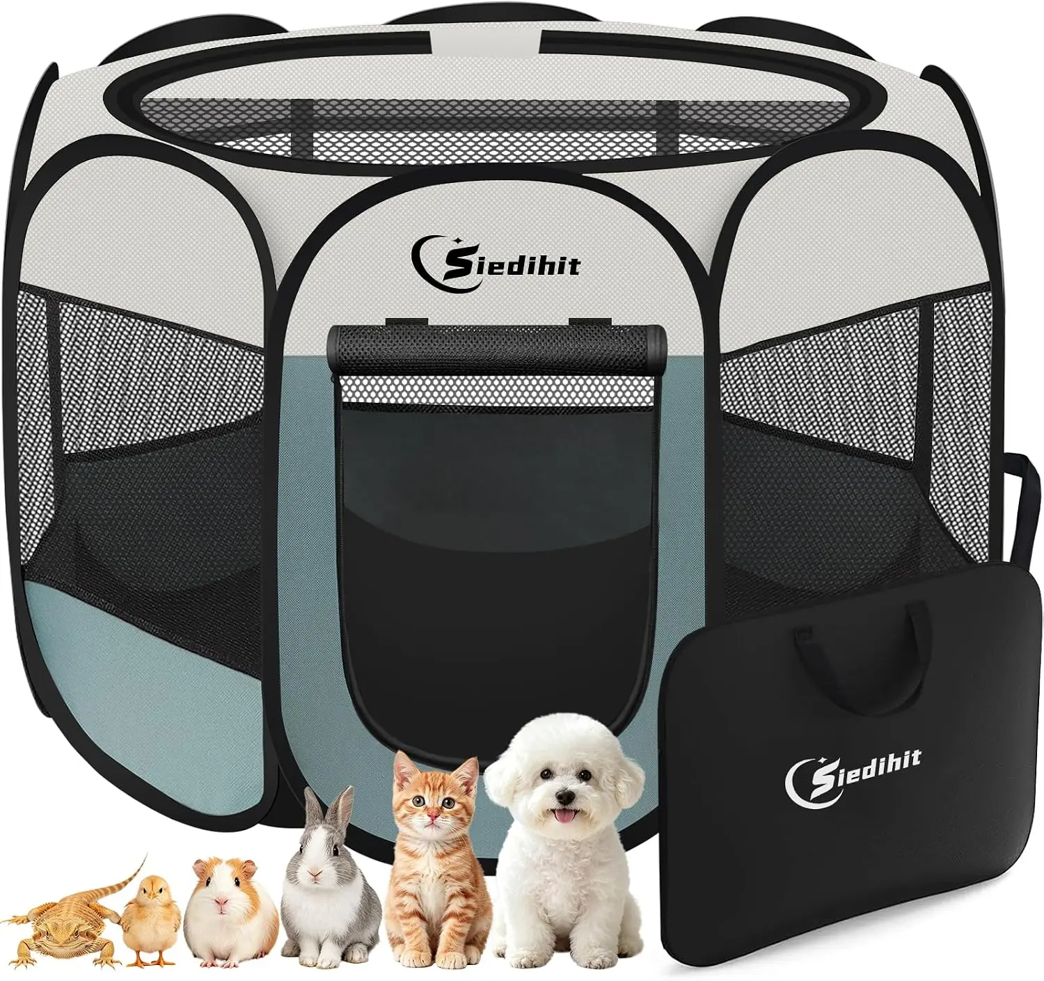 Dog Cat Playpen, Puppy Pet Playpen Indoor for Small Dog Crate Tent Cage Outdoor, Portable Pop Up Dogs Enclosure Kennel with Carrying Case for Dogs/Cats/Rabbits