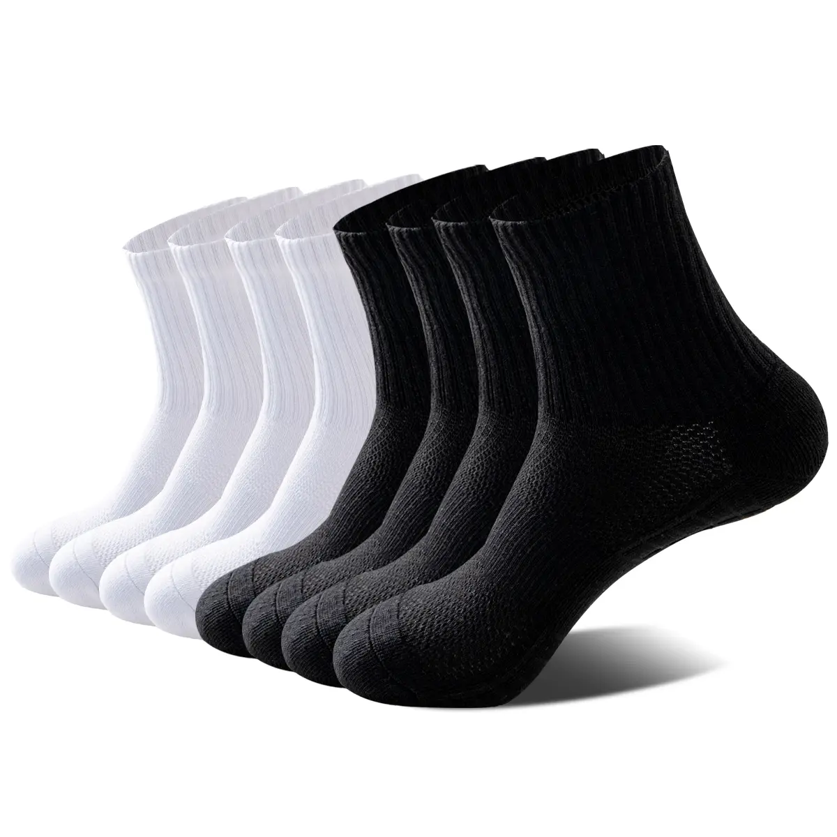 NEXFORMX Men's Performance Sports Crew Socks 4 Pack Anti Slip Cushioned Athletic Socks with Moisture Wicking Technology Arch Support Durable Construction