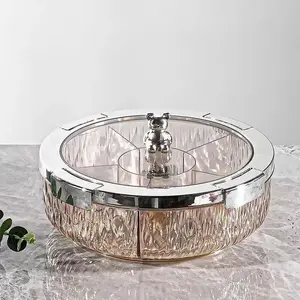 Transparent Glacier Design Fruit Tray with Multiple Compartments, Pet Material with Sealed Lid for Fruit Preservation & Display, Ideal for Snacks and Desserts