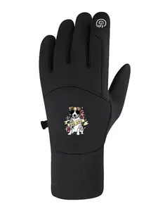 Tattooed Bad Dog Retro Graphic Outdoor Cycling Gloves Winter Warm Anti-Slip Touchscreen for Motorcycle Riding Commuting Skiing Camping