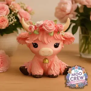 Cute Highland Cow Figurine, Resin Animal Sculptures, Home Decor Ornament, Cow Ornaments, Desktop Decoration, Gift Present, Adorable Tabletop Accessory