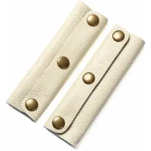 2 count Handbag Handle Leather Wrap Cover, Luggage Bag Grip Protector Saddle with Brass Clasp, Soft Purse Strap Pad Identifier for Shopping Bag Travel Bag Suitcase Tote Bag Wallet, Beige