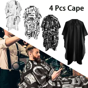 4 Pcs Waterproof Stylist Cape for Salon Hair Cutting with Adjustable Snap Closure & Strings Soft Polyester Barber Cape for Home & Salon Use