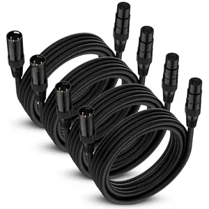 XLR Microphone  10FT 4 Pack, -Plated 3 Pin XLR Male to Female Balanced Mic Audio Cord, AL & OFC Dual Shielded Patch  for Speaker, Podcast, Mixer, Amplifier, Recording