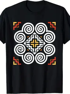 Men's & Women's Hmong Cultural Heritage T-Shirt - 220gsm Pure Cotton Retro Hmong Logo Print Tee, Indigenous Southeast Asia Design, Unisex Casual Round Neck Shirt for Hmong people & Cultural Supporters