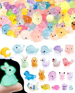 100PCS Luminous mini Resin Animals Bulk - 20 Styles Glow in The Dark Plastic Tiny Animals Figures for Dollhouse, Fairy Garden, Aquarium, Party Favors & DIY Craft Decor
