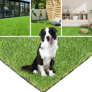 1.38" Height 4ft X 10ft Artificial Grass Turf Fake Grass Rug with Drainage Holes, Indoor/Outdoor Turf Mat for Garden Lawn Balcony Pet Landscape Decoration